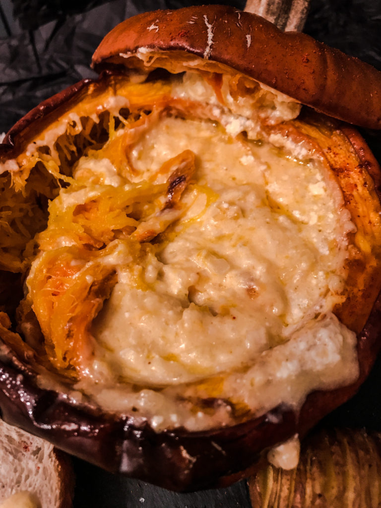 Sweet roast pumpkin with melted cheese