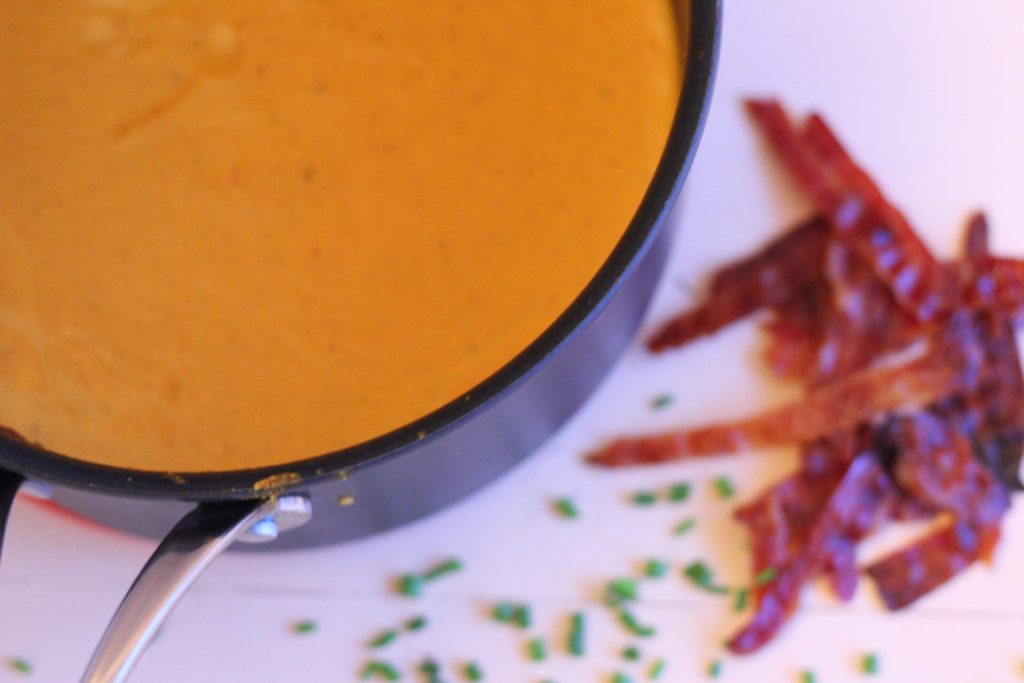 Blended spicy Thai red pumpkin soup