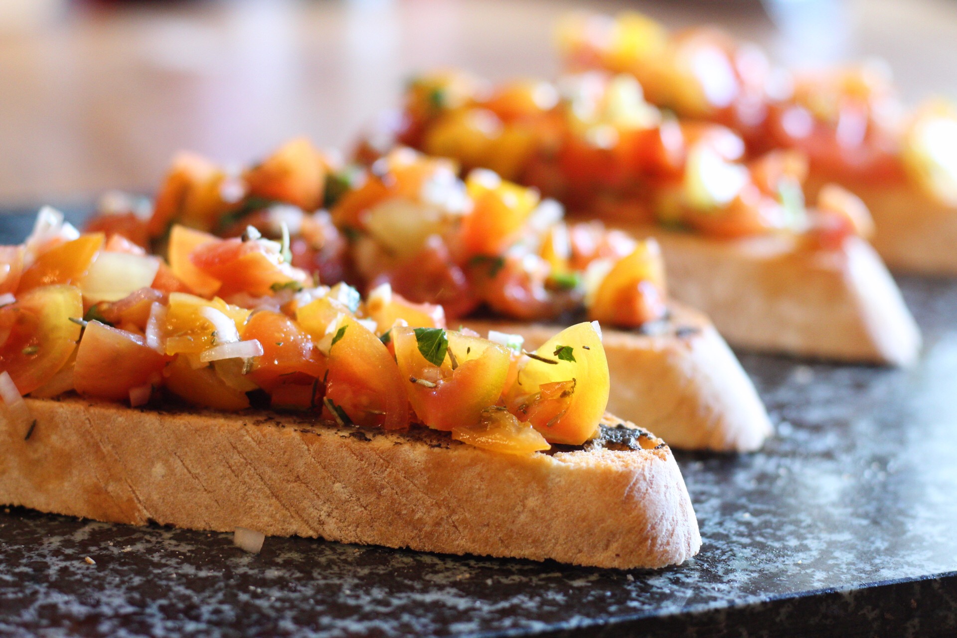 Italian Style Sugar Drop Tomato Bruschetta